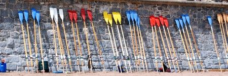 [Oars waiting to be used]